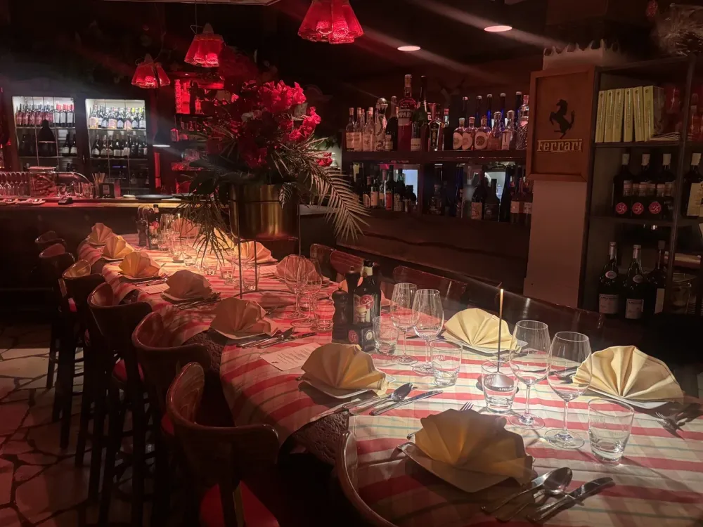 Long table at Francucci set for a private party